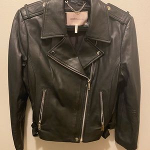 BCBG leather Moto jacket size large